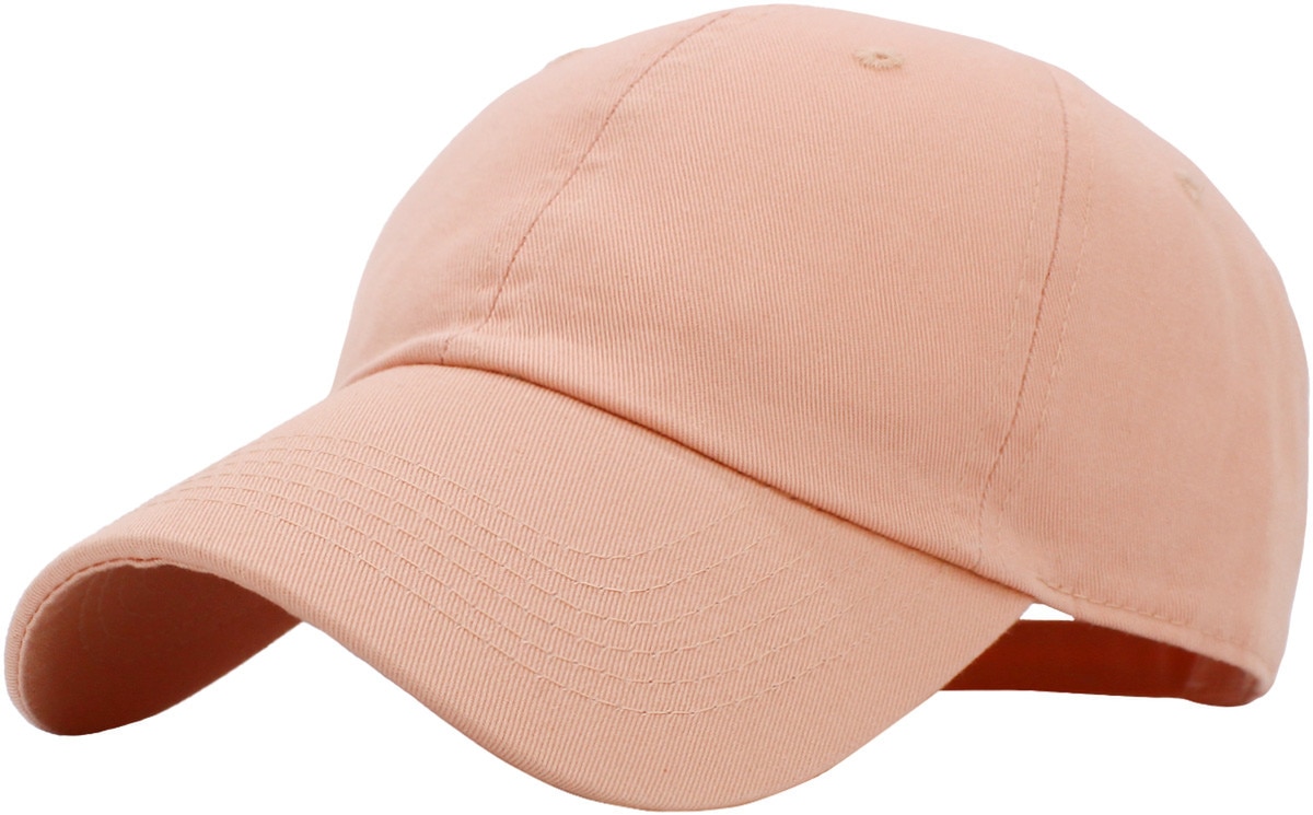 Peach Low Profile Baseball Caps Front Side View